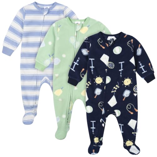 Image of Gerber Baby Boys & Girls 3-Pack Fleece Footed Pajamas