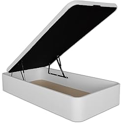 Canapé 190X90 Ventadecolchones - Canapé Abatible Serena Gran Capacidad, Tapizado en Polipiel Blanco con Tapa en Tejido 3D Transpirable, 90 x 190 cm