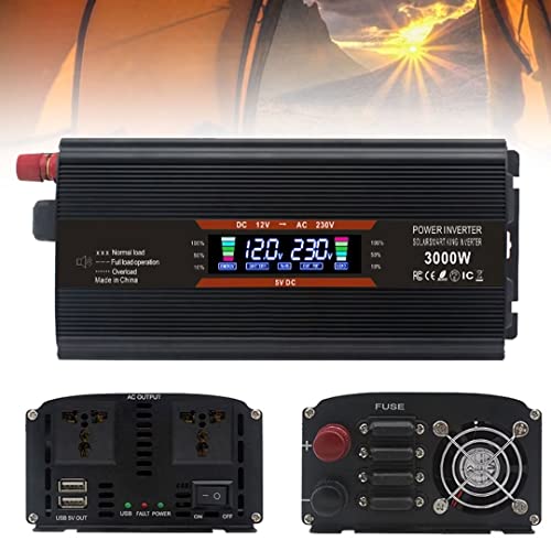 Inversor de corriente 3000W para autocaravana convertidor 12V a 220V coche 2