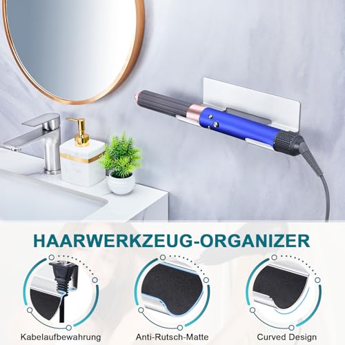 XILIMEN Glätteisen Halterung Ohne Bohren, Wandhalterung Fönhalter Aus Edelstahl, Glättbürste Bürstenhalter, Friseurwerkzeughalter für das Badezimmer