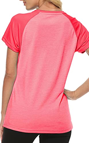 Mofiz Women's Workout T-Shirts Upf 50+ Sun Protection Exercise Yoga Short Sleeves Tops Activewear Athletic Shirts Orange Size S #TOP3