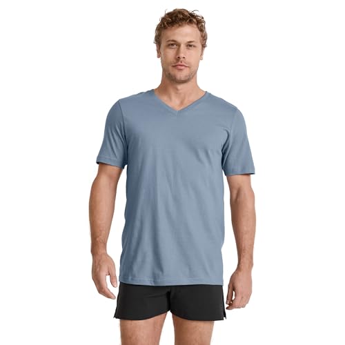 Image of Jockey Classic V-Neck Undershirt- 3 Pack - 100% Cotton T-Shirts for Men, Teal Slate /Silver Line Blue /Ocean Sky, 2XL