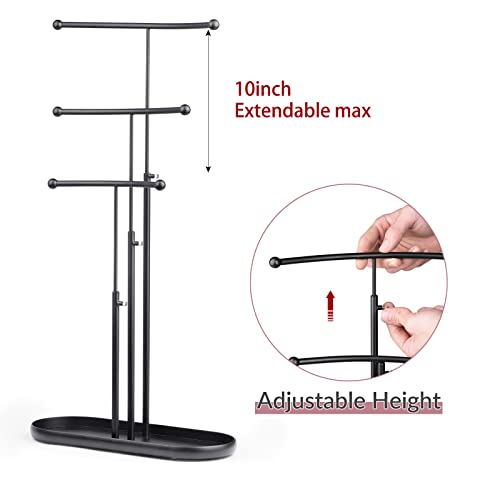 Szqinji Jewelry Stand Organizer, Metal Jewelry Tree Holder 3-Tier Jewelry Storage Tower For Necklace Display, Earring Hanging Black #TOP3