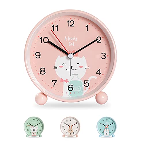 Herbst RéVeil Enfant GarçOn Fille, RéVeil éDucatif pour Enfants -Jour/Nuit, Facile à RéGler Et à Piles, Veilleuse RéVeil De Voyage Silencieux Non Tic-Tac(Chat)