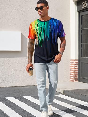 Mens Short Sleeve Vintage T Shirt Summer Irregular Graphic Tops Tee Casual Short Sleeve Shirts Top4