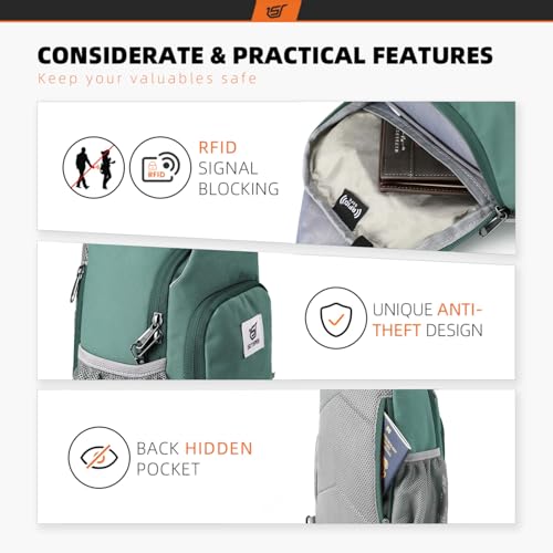 Image of SKYSPER Sling Bag RFID Crossbody Sling Backpack Cross Body Shoulder Bag Travel Hiking Daypack for Women Men(Green)