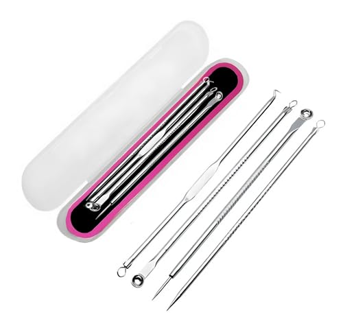 Kit 4 Curetas Remoção Extração De Cravos E Espinhas + Estojo