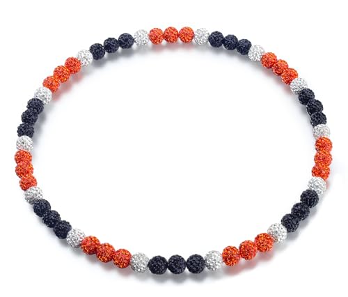 YATOJUZI Baseball Necklace Bling Beaded Chain for Men Father Orange White Black Discoball Rhinestone Baseball Accessories Drip Necklaces Baseball Gifts for Player Father Team Lovers 16Inches