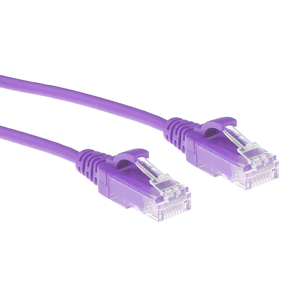 ACT CAT6 Netzwerkkabel, U/UTP LSZH LAN Kabel Dünn 3.8mm Slimline, Flexibles Snagless Ethernet Kabel mit RJ45 Stecker, für den Einsatz in Datenzentren, 0.5 Meter, Lila – DC9300