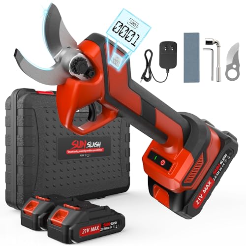 Upgraded Cordless Electric Pruning Shears with LCD Display, Battery Powered Garden Shears with...