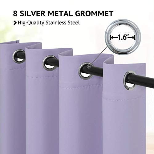 Image of COSVIYA Grommet Room Darkening Lilac Curtains 54 inch Length for Bedroom | Light Blocking Insulated Thermal Curtains for Living Room, Blackout Thick Polyester Window Drapes,52x54 inches, 2 Panels