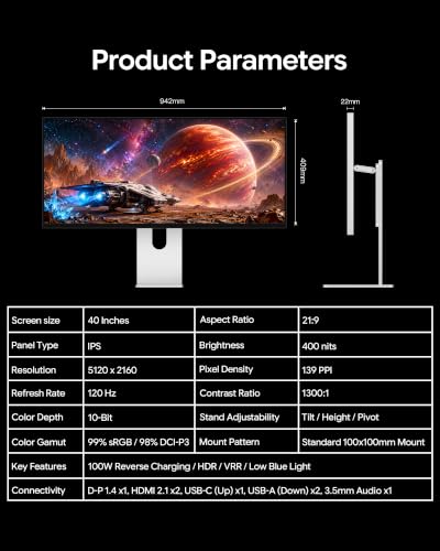 Kuycon P40K 40 inch 5K Gaming Monitor, IPS Panel (Minimalist Without Stand) - image 8