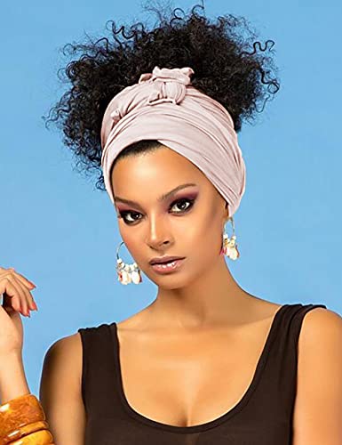 Harewom Jersey Knit Head Wraps for Women Long Hair Scarves for Dreadlock Braids Soft Headscarf Headbands Beige