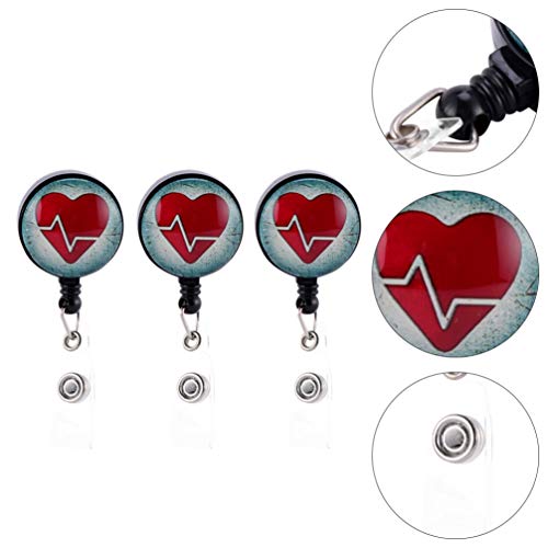 NUOBESTY 3 peças de porta-crachás para enfermeiros com clipes jacaré, clipes de crachá de coração re