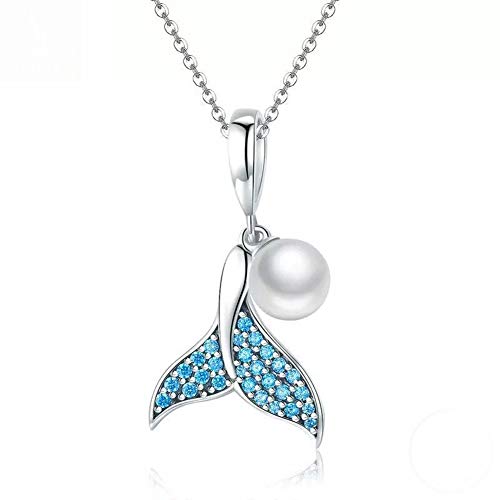 Blue Mermaid Tail & Shell Pearl Charm 925 Sterling Silver Ocean Charm Beads For Bracelet & Necklace (Blue) #TOP4