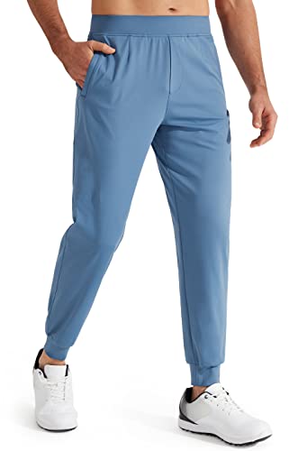 Libin Men's Joggers Pants With Zipper Pockets Stretch Tapered Sweatpants For Men Golf Traning Athletic Track Running Workout Travel Casual, Plateblue, L #TOP5
