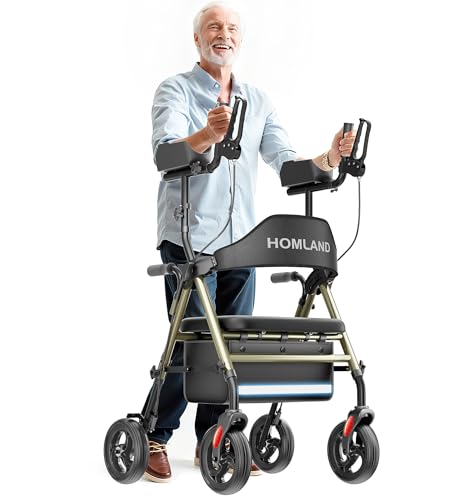 Upright Senior Walker with Seat and Padded Arms
