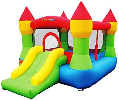 Bounceland Bounce House Castle with Basketball Hoop Inflatable Bouncer, Fun Slide, Safe Entrance Opening, UL Certified Strong Blower Included, 12 ft x 9 ft x 7 ft H