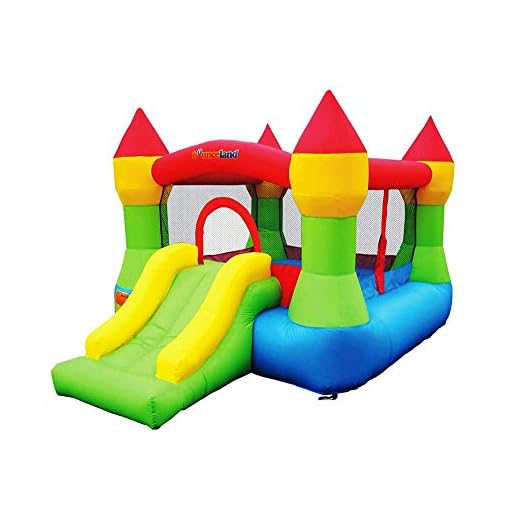 Bounceland Bounce House Castle with Basketball Hoop Inflatable Bouncer, Fun Slide, Safe Entrance Opening, UL Certified Strong Blower Included, 12 ft x 9 ft x 7 ft H, Kid Castle Party Theme Bounce House