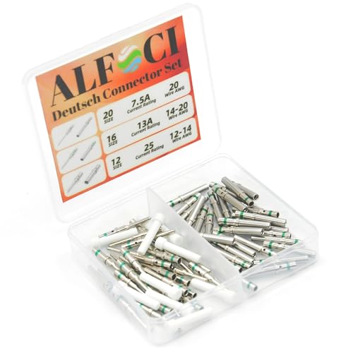 ALFOCI 60PCS Deutsch DT Connectors 16# Solid Contacts Male Pins (0460-215-16141) & Female Sockets (0462-209-16141) 14-20 AWG Solid Contacts Terminal Kit (B - DT Solid Contacts 30 Pairs)
