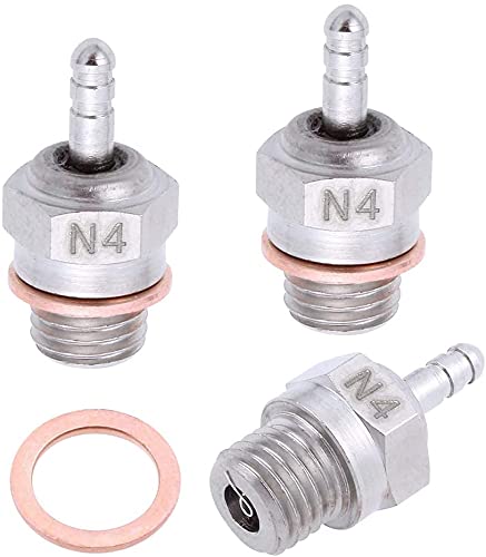 ARCADORA 70117 RC Medium Hot Glow Plugs 4 N4 Platinum/Iridium Super Duty Spark Engine Parts for RC Traxxas Redcat Nitro Car Truck Buggy (Pack of 3)
