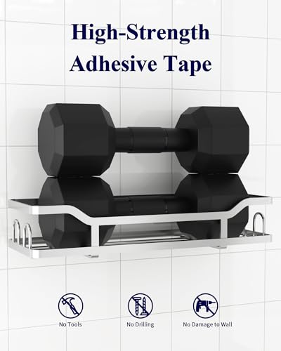Image of Kitsure Shower Caddy Extra Large - Adhesive Shower Organizer, Stainless Steel Shelf for Inside Shower, No Drill Bathroom Organizers and Storage, Home Decor Accessories, 2 Pack,Sliver