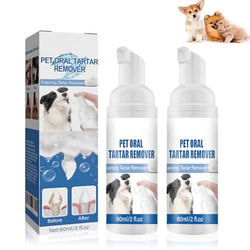 jioijioi 2Pcs Pet Dental Tartar Remover Oral Spray for Dogs Teeth Cleaning Pet Dental Foaming Care Spray Dog Breath Freshener Support Clean & Teeth and Aid in Daily Oral Use