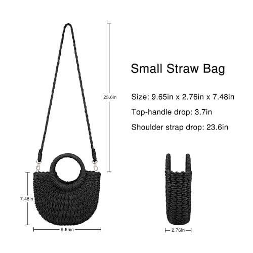 Image of Womens Straw Beach Bag Woven Crossbody Shoulder Bags Top Handle Satchel Handbag Purse for Summer