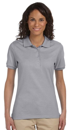 Jerzees Women's 4 Pearl Buttons Collar Polo Shirt, L, Oxford