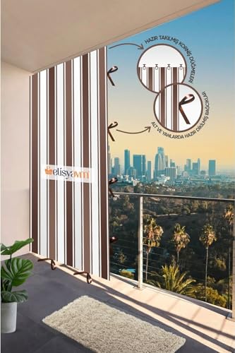 Balkon Perdesi Branda Güneşlik 6 Renk Seçeneği (Yeni Kumaş Versiyon) Kahverengi 375 X 210