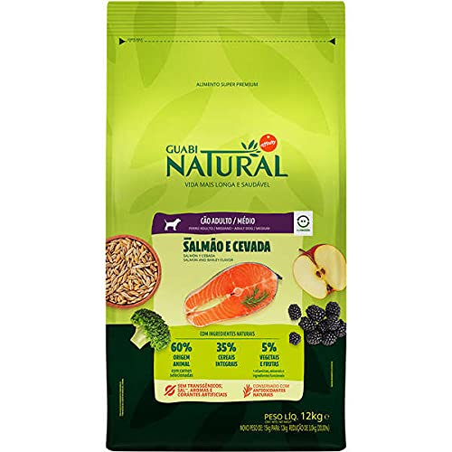GUABI NATURAL CAO ADULTO MEDIO SALMÃO E CEVADA - 12kg