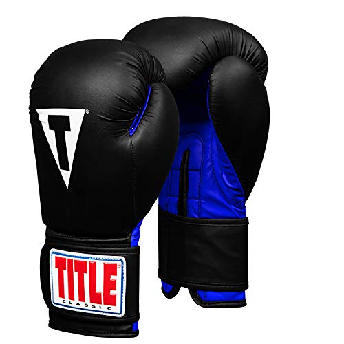 Title Classic Fitness Boxing Gloves, Black/Blue, Regular