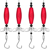 QualyQualy Catfish Float Rigs with Propeller, Fishing Bobbers Santee Rig for Catfishing Tackle EVA Foam Peg Floats Catfish Rigs 4PCS, Red, 2.5IN, 4Pack