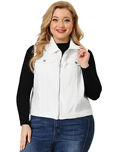 Agnes Orinda Plus Size Denim Vest for Women Sleeveless Zip Up Button Down Waistcoat Jeans Jackets Vests4