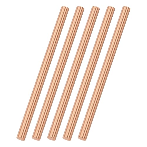 M METERXITY 5-Pack Copper Round Rod 6mm Dia. 3.94 Inch Length T2 Stock Solid Rod Lathe Bar for Metal Crafts DIY/Gardening/Industry/Decoration Pure Copper Tube
