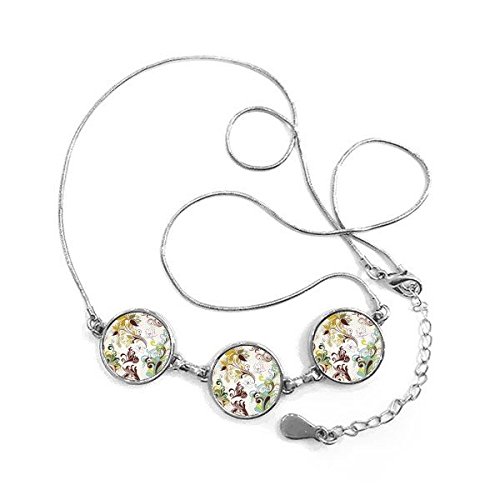 Collier pendentif rond avec motif d'illustration florale de plantes colorées