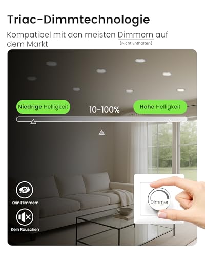 ALUSSO LED Einbaustrahler 230V IP44, 4W Dimmbar LED Spots 230V Deckenspots Einbauleuchten 55-68mm Lochmaß, 30mm Spots Deckenleuchte, Warmweiß 3000K Neutralweiß 4000K Kaltweiß 6500K für Küche, 6er Set