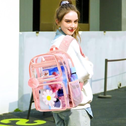 UFNDC 3PCS Clear Backpack Heavy Duty, See Through School Bag for Girls, Sequins Transparent Bookbag for Women2