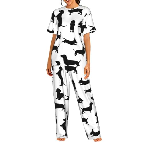 Pyjama teckel manches courtes contre la chaleur nocturne des femmes