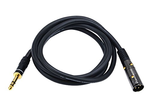 Monoprice 6ft Premier Series XLR Male to 1/4inch TRS Male 16AWG Cable (Gold Plated) (2 Pack)