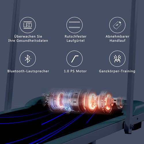 BTM Tapis Roulant 2 en 1 à la Maison, Tapis Roulant télécommandé avec Affichage LED Vitesse 1-6 km/h, Haut - Parleur Bluetooth et Support téléphonique – Image 4