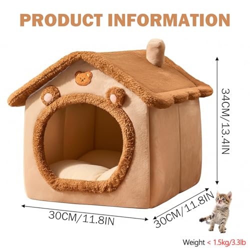 Maison douce pour chat chaud et confortable niche rembourrée à cachette lavable - 4
