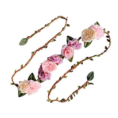 Lauthen.S Maternity Flower Sash Belt for Baby Shower/Flower Girl Dress, Wedding Bridesmaid Hair Wreath Headband