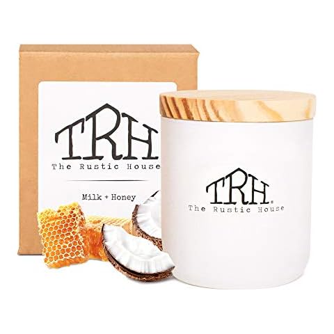 The Rustic House Candles Soy Wax Spring + Summer Scented Candle | Long Burning Fresh Scent Non Toxic Candles | Hand Poured Soy Candles for Home Scented Candles, Milk + Honey Cover