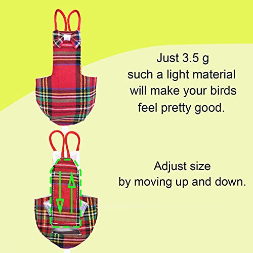 VANFAVORI-Bird-Diaper-Harness-Flight-Suit-Clothes-with-80-Inch-Leash-for-Parrots-Cockatiel-Pet-Birds-Including-A-Cotton-Pad-S-Size-Plaid