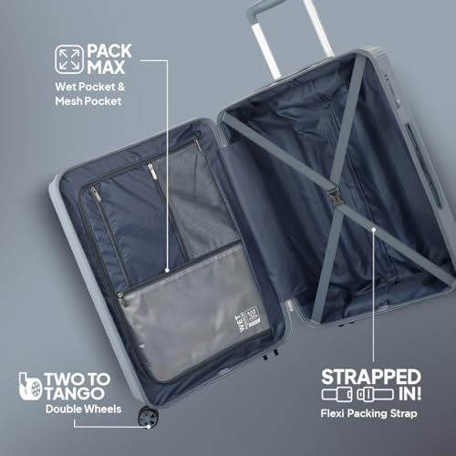 Image of American Tourister Robotech | Large Size Check-in Trolley Bag (77 cm) | 360 8 Wheel Travel Luggage | Hard Case Polycarbonate (PC) Suitcase | Recessed TSA Lock | Cadet Blue