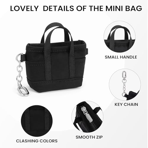Image of Coin Purse Mini Tote Bag Keychain Small Change Purse Key Pouch Charm Pink Cute Makeup Bag Wallets Accessories for Handbags