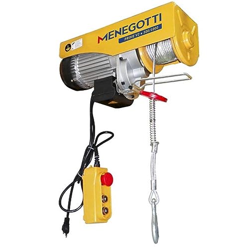 Guincho Elétrico de Coluna Menegotti Prime V2 500/1000 kg – 2000W, 12 m de Elevação, Monofásico, Cabo de Aço Galvanizado – Profissional - 220V
