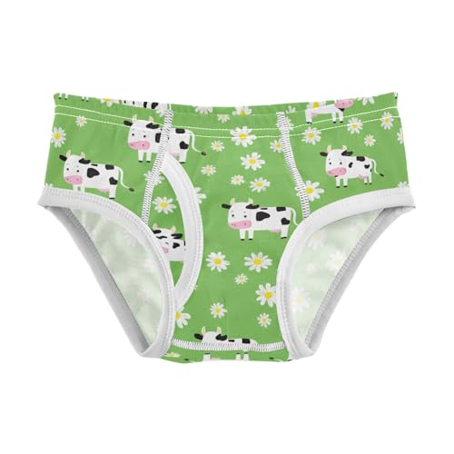 CHIFIGNO Underwear for Boys Cute Cartoon Cows Green Cotton Boys Briefs Soft Breathable Briefs Underwear