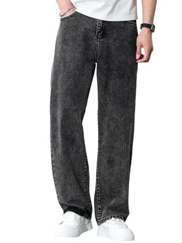 Zewool Mens Wide Leg Jeans Regular Fit Y2K Denim Pants Hip hop Streetwear Trousers Jinco 2000s Extreme Motion Relaxed Skater Skateboard B11 Grau XS
